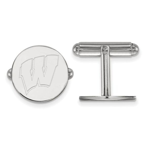 Sterling Silver University of Wisconsin Initial W Cuff Links